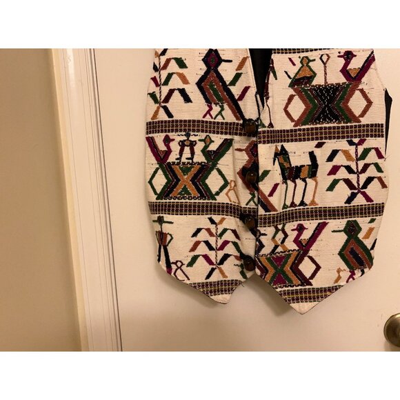 Vintage Tapestry Lodge Aztec Vest/Cotton Medium - Picture 3 of 9